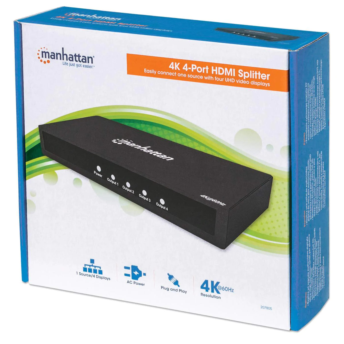 Manhattan 4K 4-Port HDMI Splitter (207515)