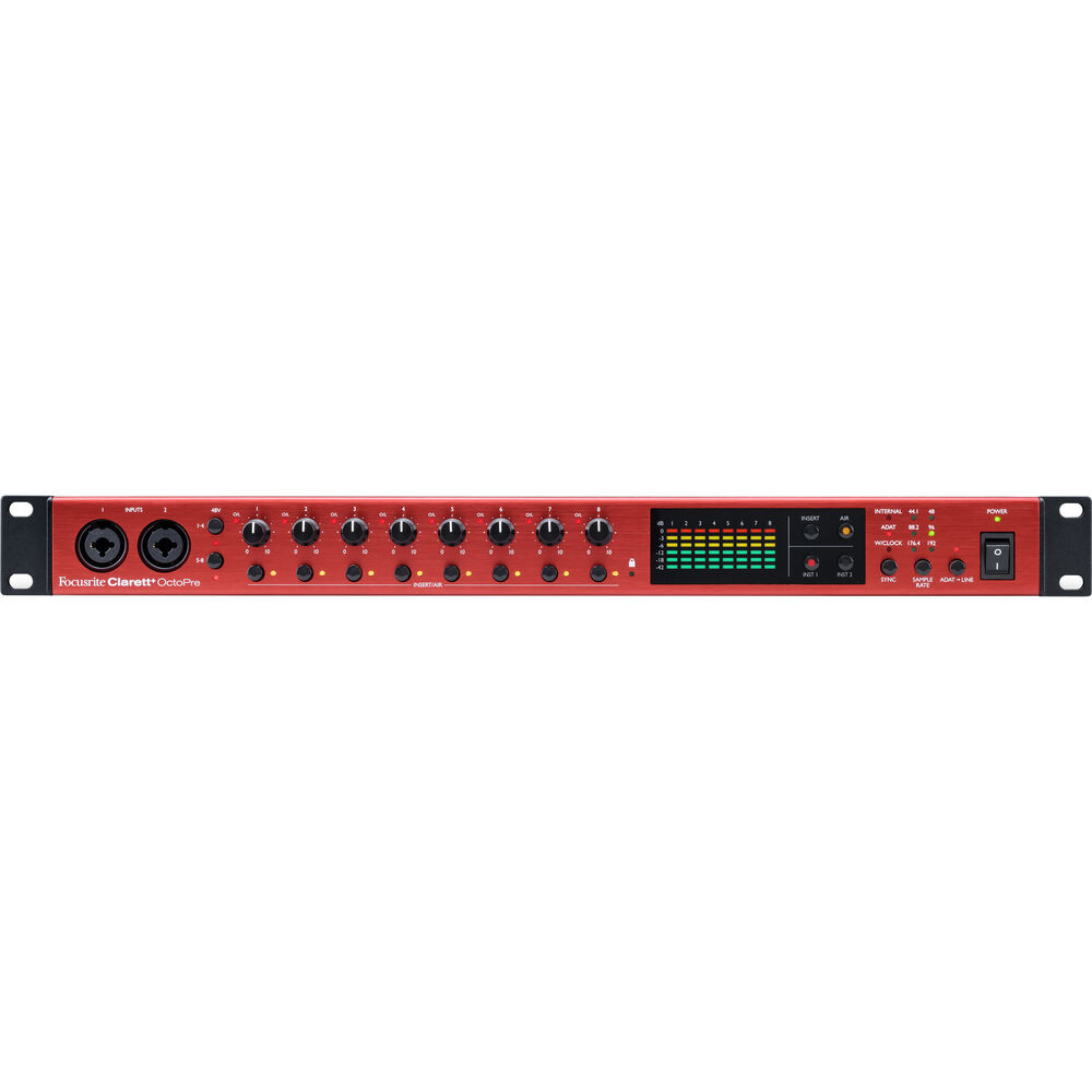 Focusrite Clarett+ OctoPre Eight-Channel Preamp with 24-Bit / 192 kHz Conversion and ADAT I/O