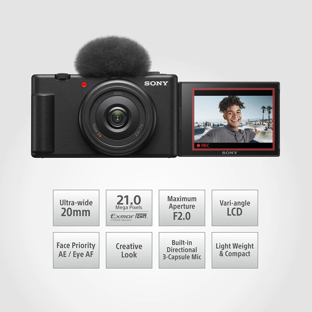 Sony ZV-1F Vlog Camera For Content Creators And Vloggers With Ultra-Wide 20mm Prime Lens