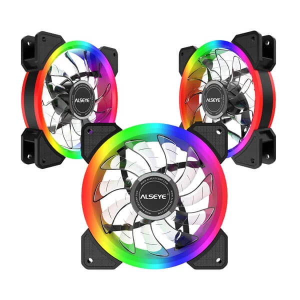 Alseye CRLS-300DS Black 120mm RGB Cabinet Fan With 2 LED Strips And Remote Controller