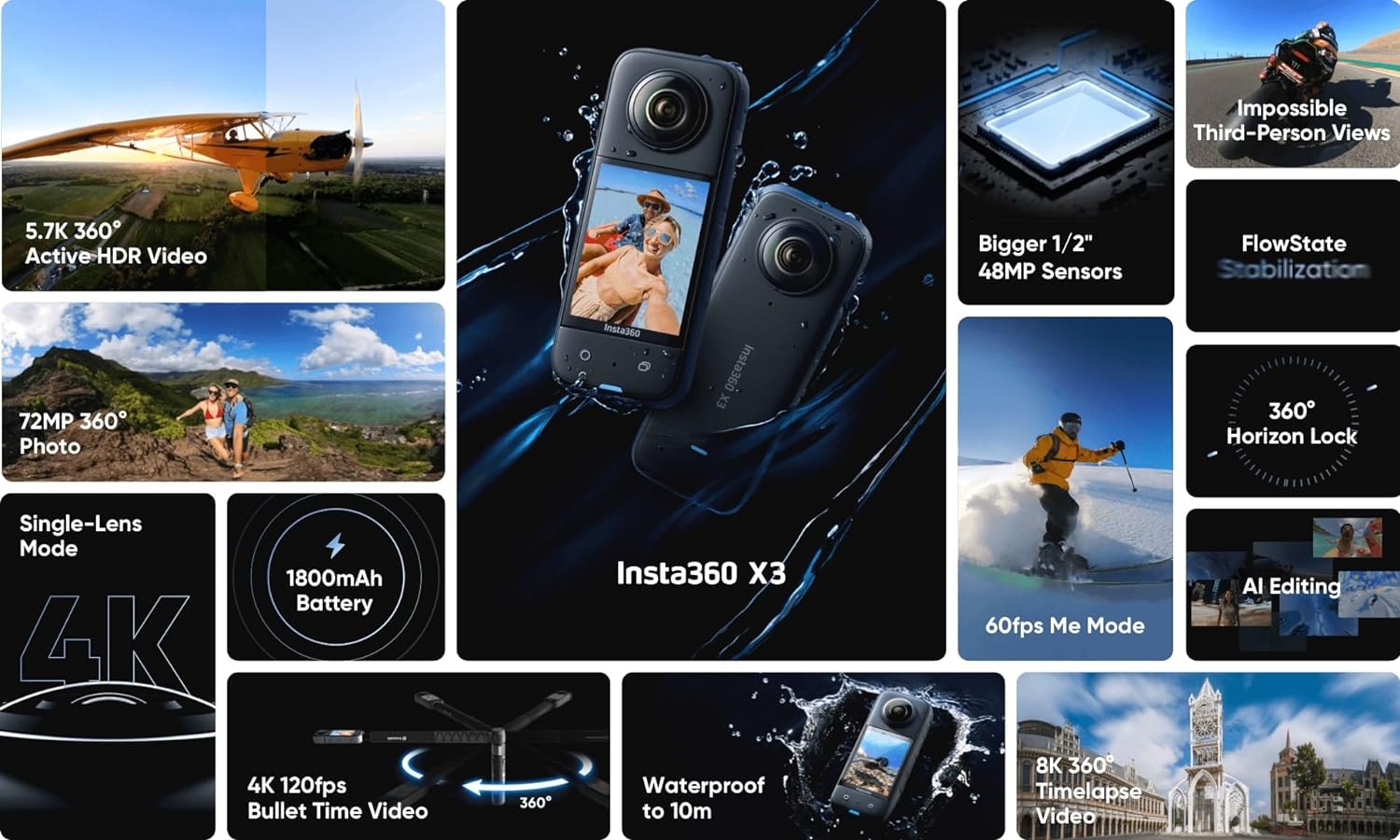 Insta360 X3 Action Camera Creator Kit Bundle