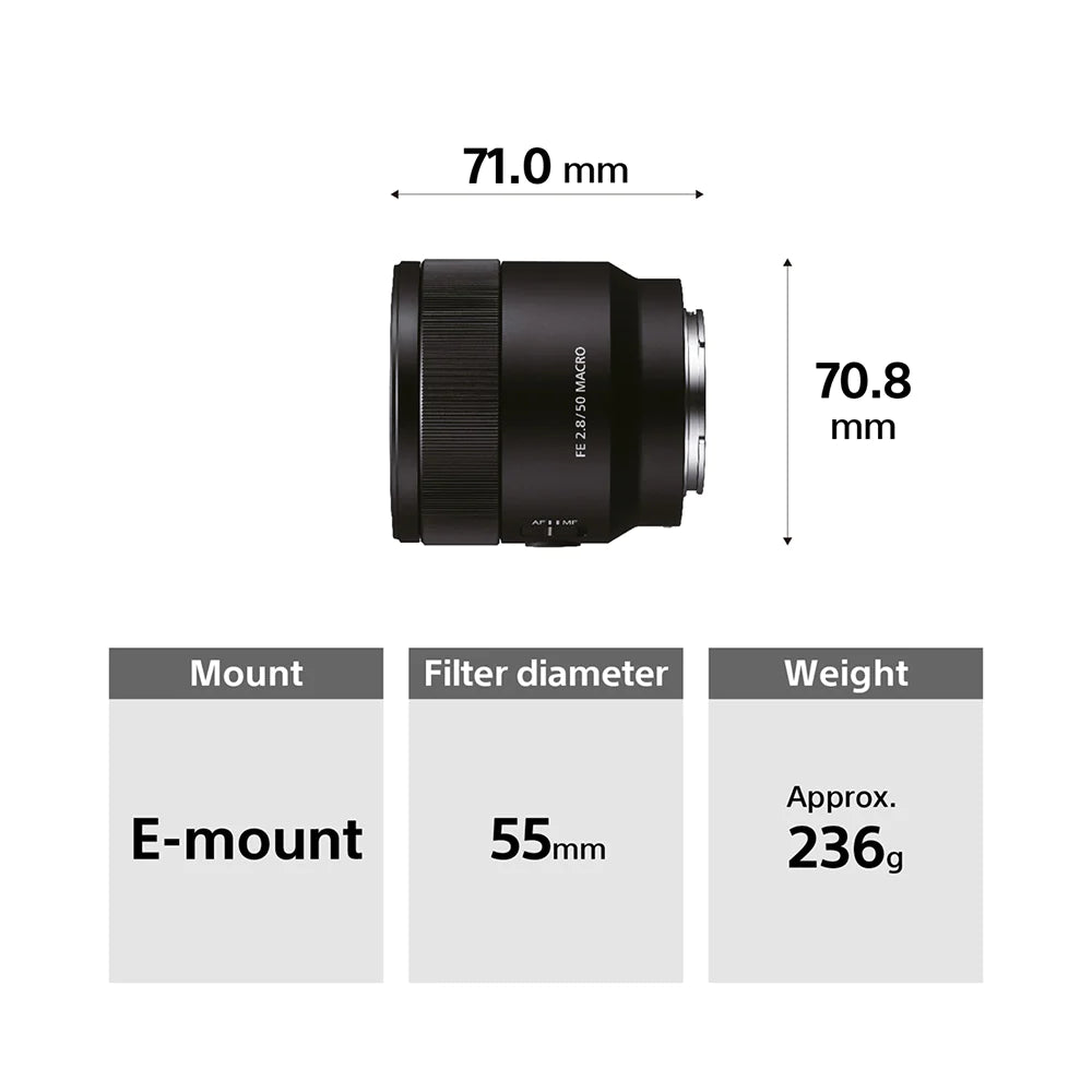 Sony FE 50 Mm F2.8 Macro (SEL50M28) E-Mount Full-Frame, Standard Macro Prime Lens