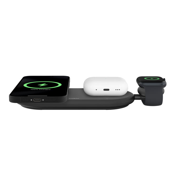 Belkin 3-in-1 Magnetic Wireless Charging Pad with Qi2 15W Black