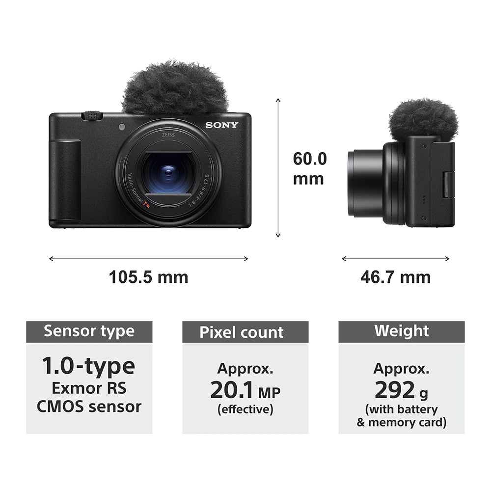 Sony ZV-1 II Vlog Camera With 18-50mm Wide-Angle Zoom Lens