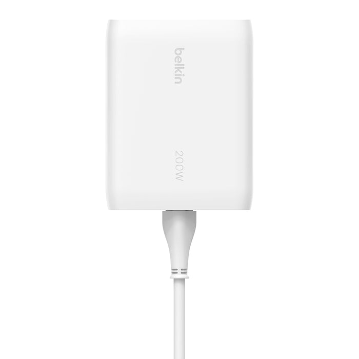 Belkin BEL 200W USB-C CHARGER,GAN,4-PORT,WHT,2M CORD