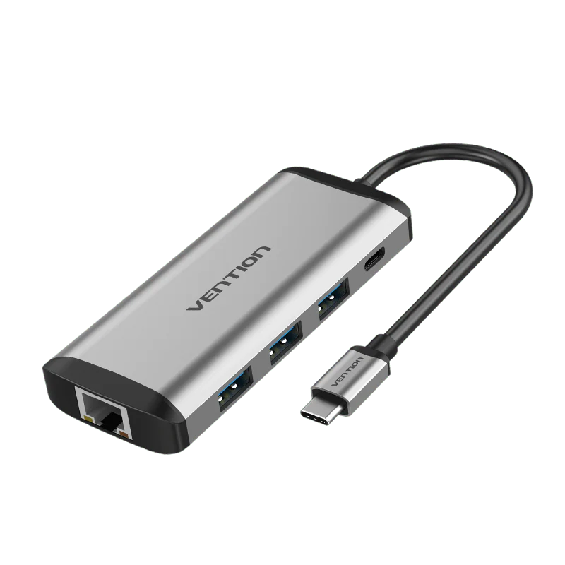 Vention Multi-function Type-C to HDMI/USB3.0*3/TF/SD/RJ45/3.5mm/PD Docking Station