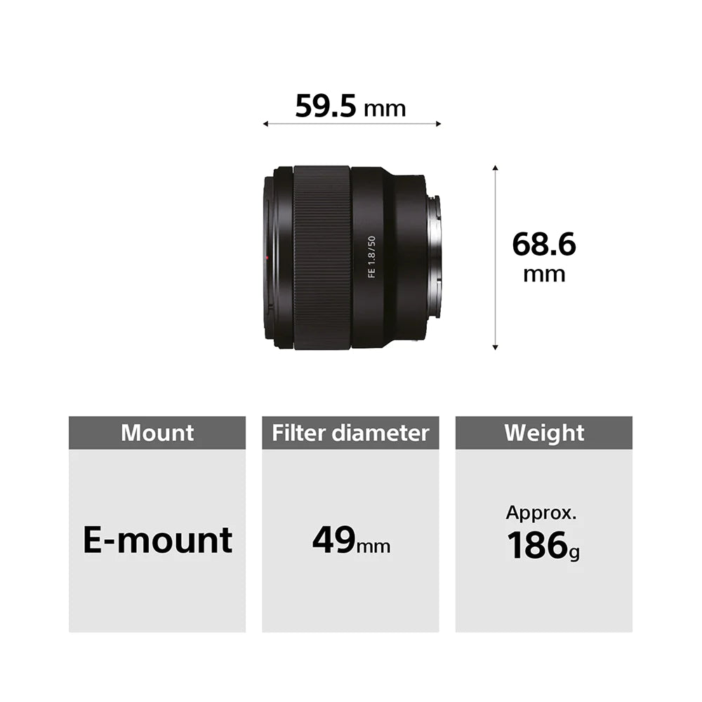 Sony FE 50mm F1.8 (SEL50F18F) E-Mount Full-Frame, Large Aperture 50mm Prime Lens