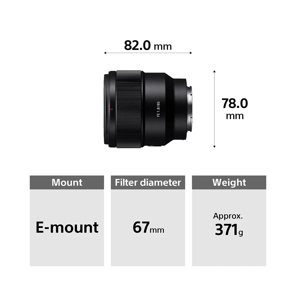 Sony FE 85mm F1.8 (SEL85F18) E-Mount Full-Frame, Mid-Telephoto Prime Lens