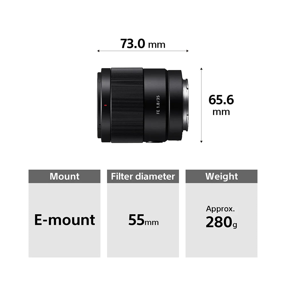 Sony FE 35mm F1.8 (SEL35F18F) E-Mount Full-Frame, Wide-Angle Prime Lens