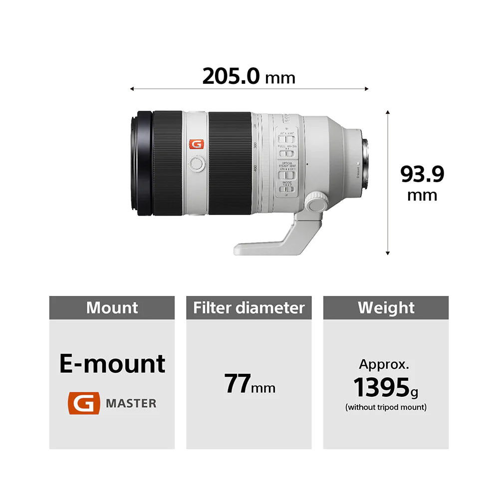 Sony Super Telephoto Zoom 100-400mm G Master Lens (SEL100400GM) E-Mount Full-Frame