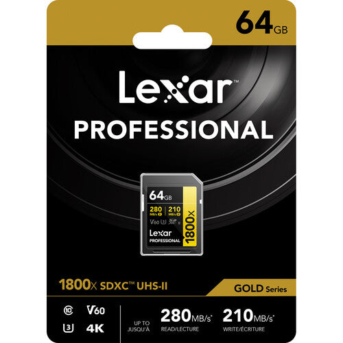 Lexar 64GB Professional 1800x UHS-II SDXC Memory Card