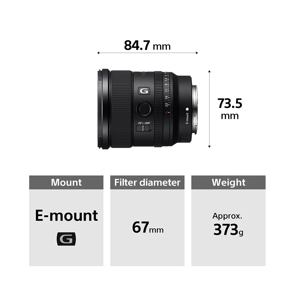 Sony FE 20mm F1.8 G (SEL20F18G) E-Mount Full-Frame, Ultra-Wide-Angle G Lens